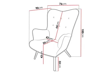 Skandynawski Lenestol - Fløyel/Gul - Møbler - Stoler - Lenestoler