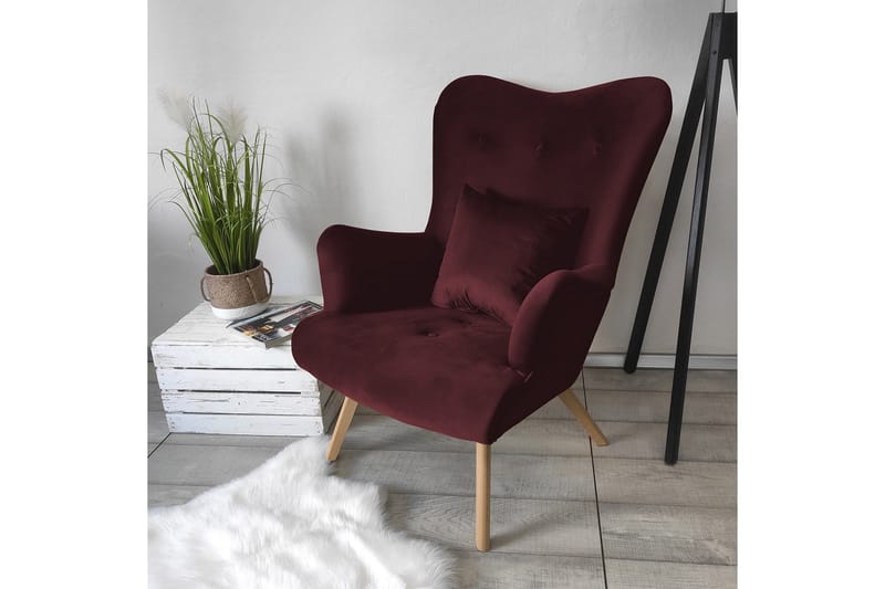 Skandynawski Lenestol - Fløyel/Lilla/Rød - Møbler - Stoler - Lenestoler