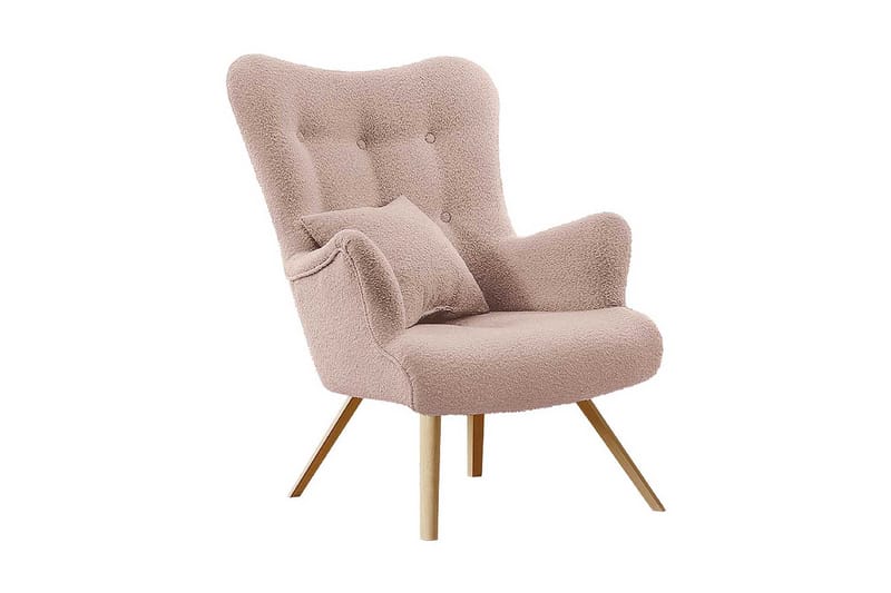 Skandynawski Oval Lenestol i Bouclé med Treben, Beige
