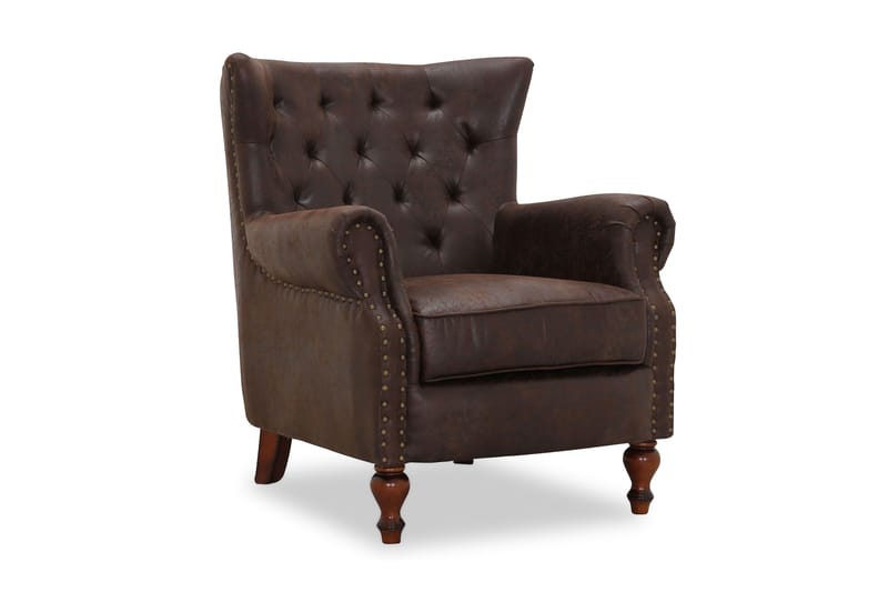 Lenestol Lambeth Stoff Brun Vintage - Brun - Møbler - Stoler - Lenestoler - Skinnlenestol