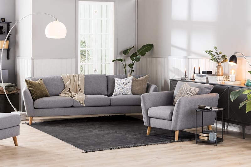 Sofagruppe Colt Lenestol med Fotskammel Lysgrå - Grå|Hvit - Lenestol med fotskammel - Lenestoler