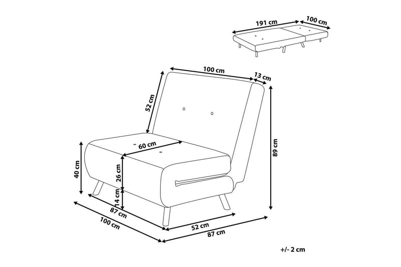 Sovesofa Farris - Beige, Sølv - Møbler - Stoler - Lenestoler - Sengestol