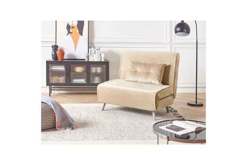 Sovesofa Farris - Beige, Sølv - Møbler - Stoler - Lenestoler - Sengestol