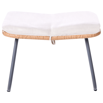 Stol utendørs Mestre med fotskammel kunstrotting - naturlig/svart/beige - Hagemøbler & utemiljø - Loungemøbler - Loungestol utendørs