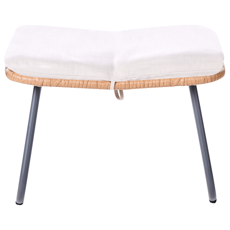 Stol utendørs Mestre med fotskammel kunstrotting - naturlig/svart/beige - Hagemøbler & utemiljø - Loungemøbler - Loungestol utendørs