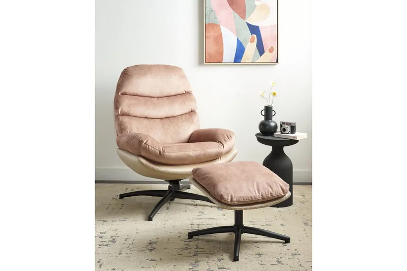 Svingbar lenestol Eide - Beige, svart - Møbler - Stoler - Lenestoler - Lenestol uten armlene