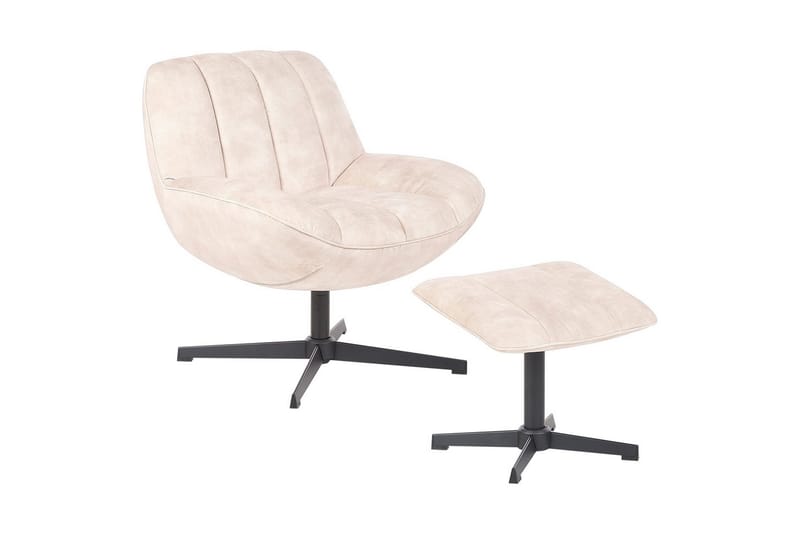 Svingbar lenestol Lia - Beige, svart - Møbler - Stoler - Lenestoler - Lenestol uten armlene