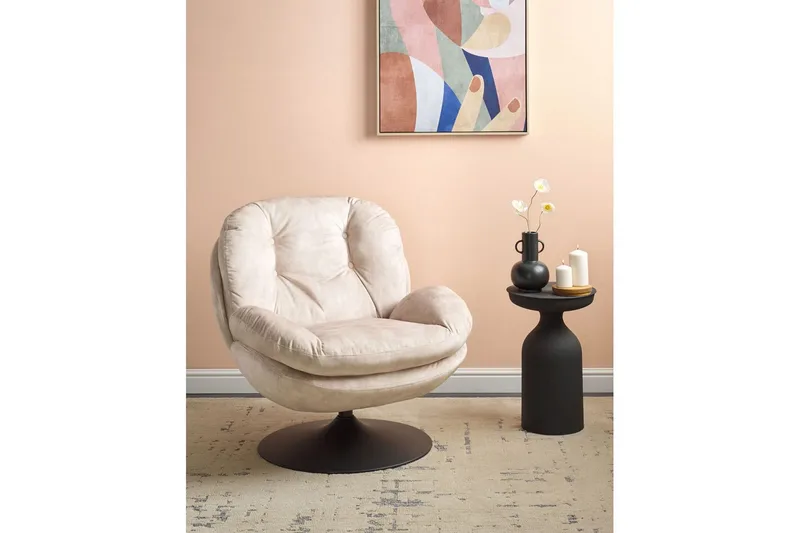 Svingbar lenestol Nolvik - Beige, svart - Møbler - Stoler - Lenestoler - Lenestol uten armlene