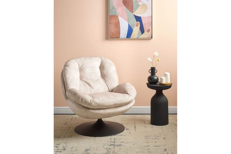 Svingbar lenestol Nolvik - Beige, svart - Møbler - Stoler - Lenestoler - Lenestol uten armlene