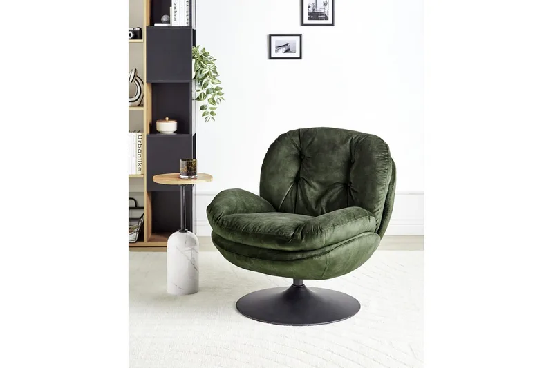 Svingbar lenestol Nolvik - Grønn, Svart, Grønn, svart - Møbler - Stoler - Lenestoler - Lenestol uten armlene