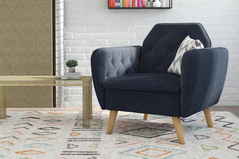 Teresa Lenestol Fløyel/Blå - Novogratz - Møbler - Stoler - Lenestoler - Fløyelslenestol