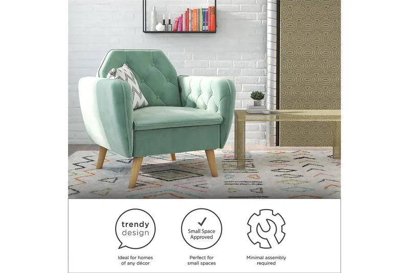 Teresa Lenestol Fløyel/Lysegrønn - Novogratz - Møbler - Stoler - Lenestoler - Fløyelslenestol