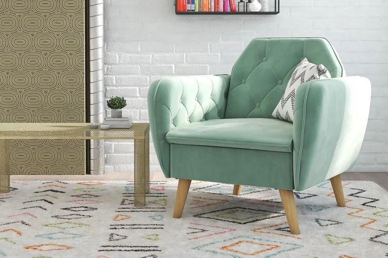 Teresa Lenestol Fløyel/Lysegrønn - Novogratz - Møbler - Stoler - Lenestoler - Fløyelslenestol