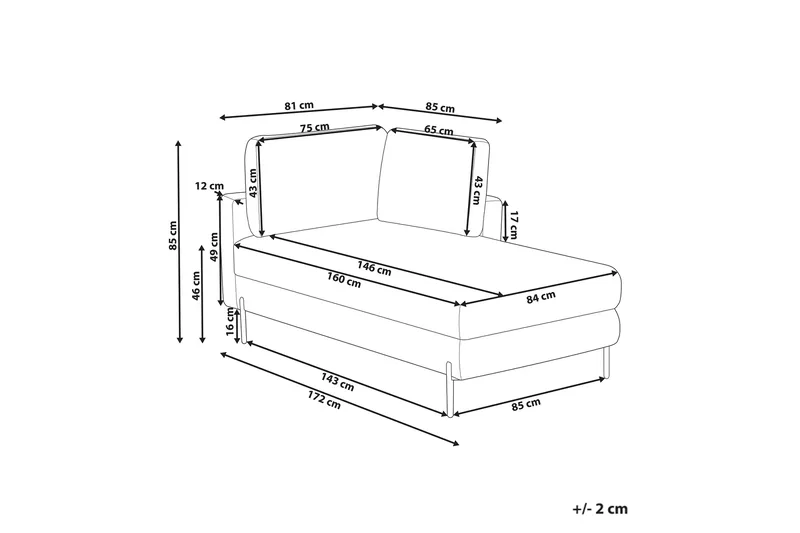 Toliman Sjeselong 172 cm Venstre - Brun/Svart - Møbler - Stoler - Lenestoler - Liggestol