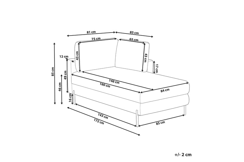 Toliman Sjeselong 172 cm Venstre - Brun/Svart - Møbler - Stoler - Lenestoler - Liggestol