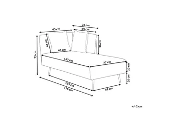 Toyoko Sjeselong 156 cm Venstre - Svart/Hvit - Møbler - Stoler - Lenestoler - Liggestol