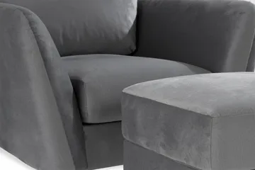 Trend Lenestol med Fotskammel Fløyel - Lysegrå - Møbler - Stoler - Lenestoler - Fløyelslenestol