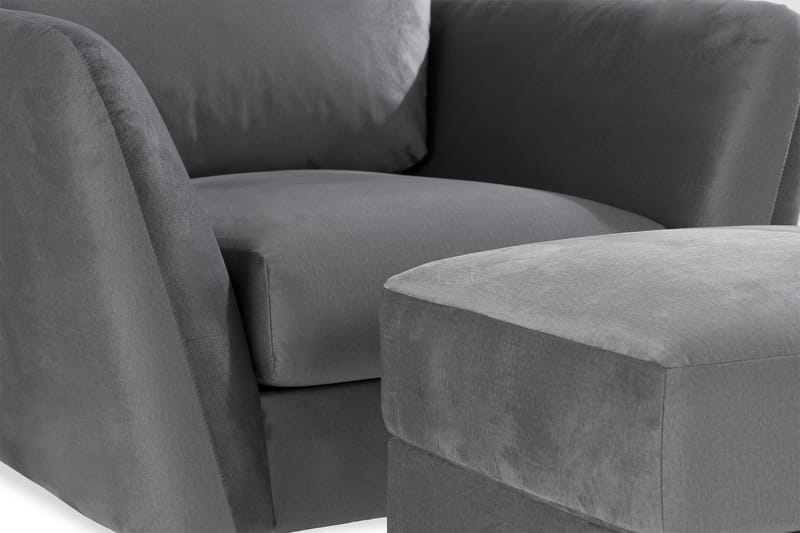 Trend Lenestol med Fotskammel Fløyel - Lysegrå - Møbler - Stoler - Lenestoler - Fløyelslenestol