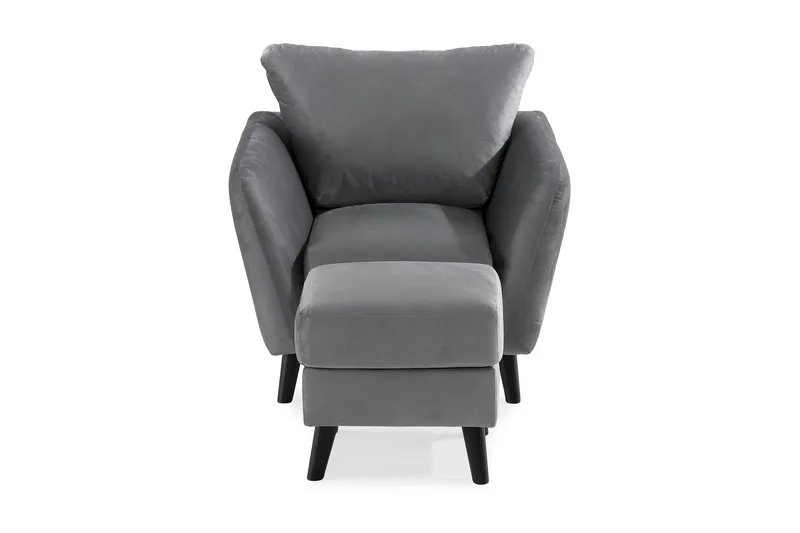 Trend Lenestol med Fotskammel Fløyel - Lysegrå - Møbler - Stoler - Lenestoler - Fløyelslenestol