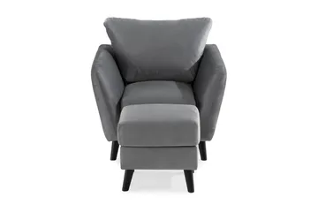 Trend Lenestol med Fotskammel Fløyel - Lysegrå - Møbler - Stoler - Lenestoler - Fløyelslenestol