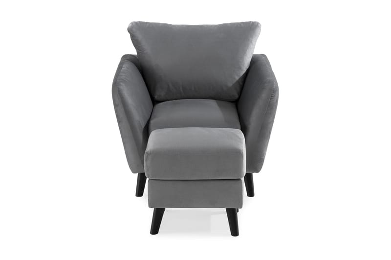 Trend Lenestol med Fotskammel Fløyel - Lysegrå - Møbler - Stoler - Lenestoler - Fløyelslenestol