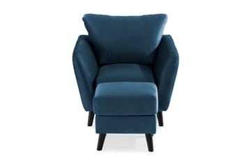 Trend Lenestol med Fotskammel - Midnattsblå Fløyel - Møbler - Stoler - Lenestoler - Fløyelslenestol