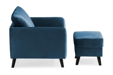 Trend Lenestol med Fotskammel - Midnattsblå Fløyel - Møbler - Stoler - Lenestoler - Fløyelslenestol