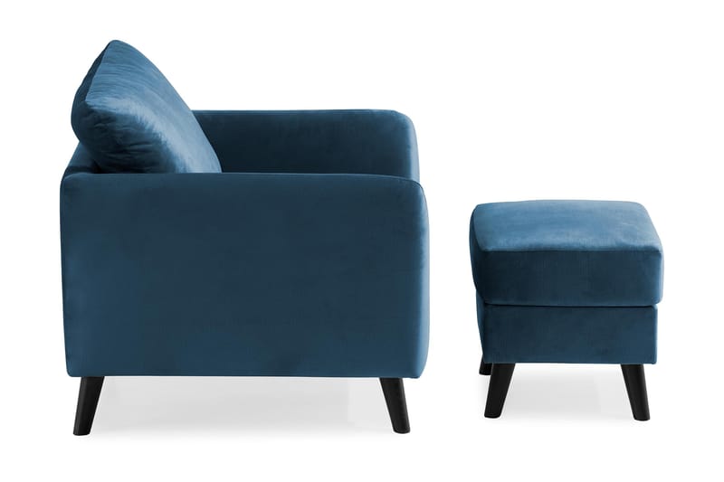 Trend Lenestol med Fotskammel - Midnattsblå Fløyel - Møbler - Stoler - Lenestoler - Fløyelslenestol