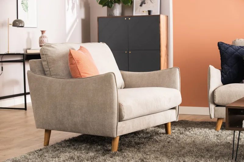 Trend Lyx Lenestol - Beige/Eik - Møbler - Stoler - Lenestoler