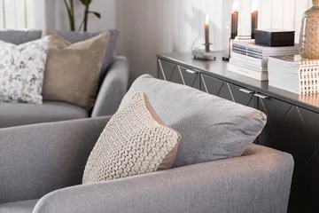 Trend Sofagruppe Lenestol med Fotskammel - Lysegrå - Møbler - Stoler - Lenestoler - Lenestol med fotskammel