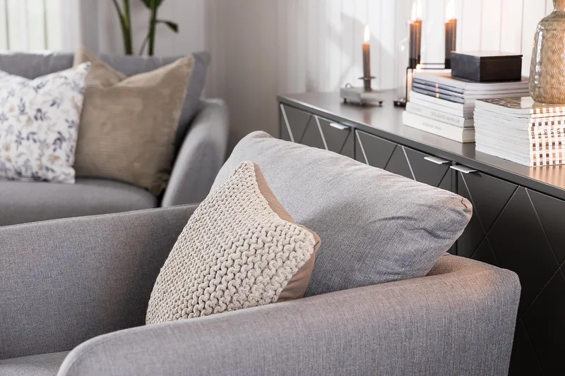 Trend Sofagruppe Lenestol med Fotskammel - Lysegrå - Møbler - Stoler - Lenestoler - Lenestol med fotskammel