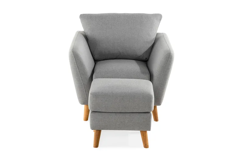 Trend Sofagruppe Lenestol med Fotskammel - Lysegrå - Møbler - Stoler - Lenestoler - Lenestol med fotskammel