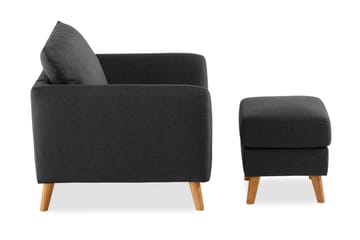 Trend Sofagruppe Lenestol med Fotskammel - Svart - Møbler - Stoler - Lenestoler - Lenestol med fotskammel