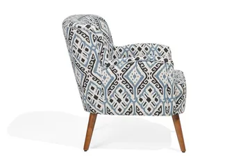 Tumba Oval Retro Lenestol i Stoff med Trebein - Hvit - Møbler - Stoler - Lenestoler