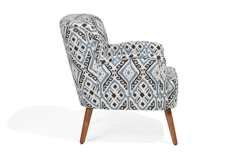 Tumba Oval Retro Lenestol i Stoff med Trebein - Hvit - Møbler - Stoler - Lenestoler