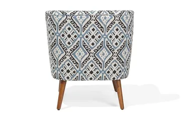 Tumba Oval Retro Lenestol i Stoff med Trebein - Hvit - Møbler - Stoler - Lenestoler