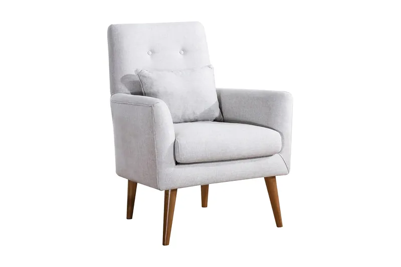 Unique Design Lenestol i Stoff med Trebein, Lysegrå