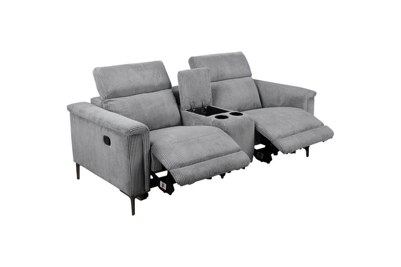 Vanlig reclinerstol Loft24 Dobbel reclinerstol Loft24 Lund Grå 100 % polyester - Møbler - Stoler - Lenestoler - Liggestol