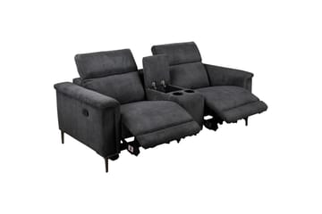 Vanlig reclinerstol Loft24 Dobbel reclinerstol Loft24 Lund Grå1 100 % polyester - Møbler - Sofaer - Reclinersofaer