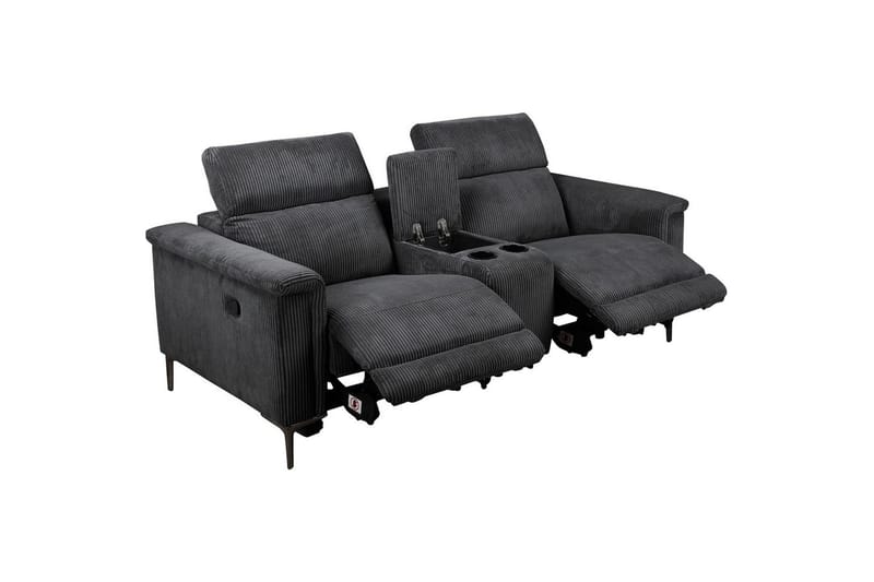 Vanlig reclinerstol Loft24 Dobbel reclinerstol Loft24 Lund Grå1 100 % polyester - Møbler - Sofaer - Reclinersofaer