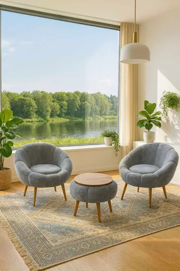 Wing Chair & Coffee Table Set (3 Pieces) Atelier Del Sofa