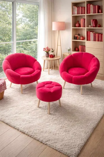 Wing Chair & Pouffe Set (3 Pieces) Atelier Del Sofa