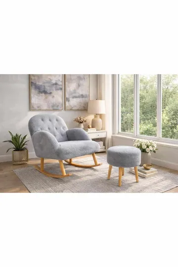 Wing Chair & Pouffe Set (2 Pieces) Atelier Del Sofa