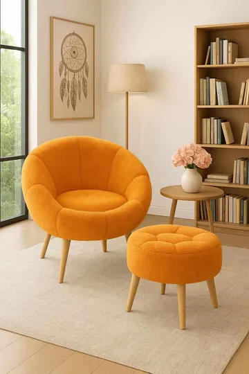 Wing Chair & Pouffe Set (2 Pieces) Atelier Del Sofa