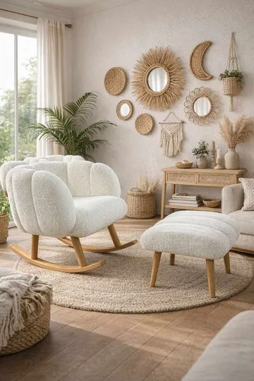 Wing Chair & Pouffe Set (2 Pieces) Atelier Del Sofa