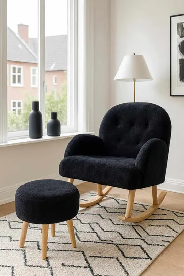 Wing Chair & Pouffe Set (2 Pieces) Atelier Del Sofa