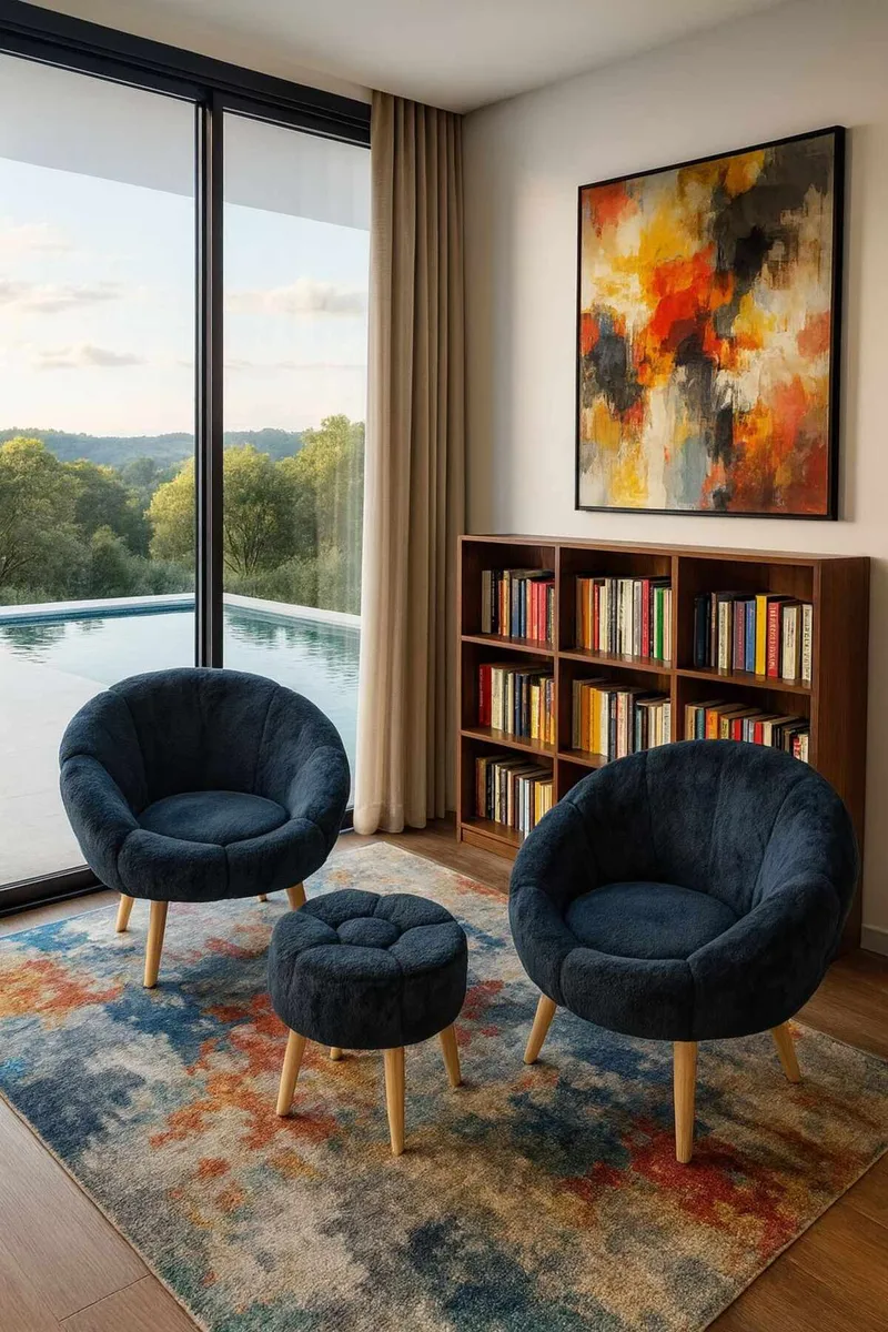 Wing Chair & Pouffe Set (3 Pieces) Atelier Del Sofa