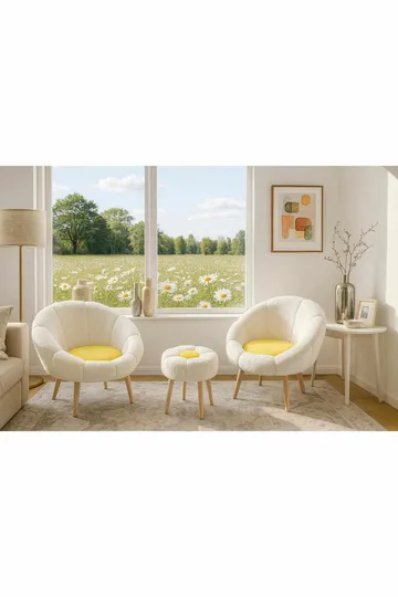 Wing Chair & Pouffe Set (3 Pieces) Atelier Del Sofa