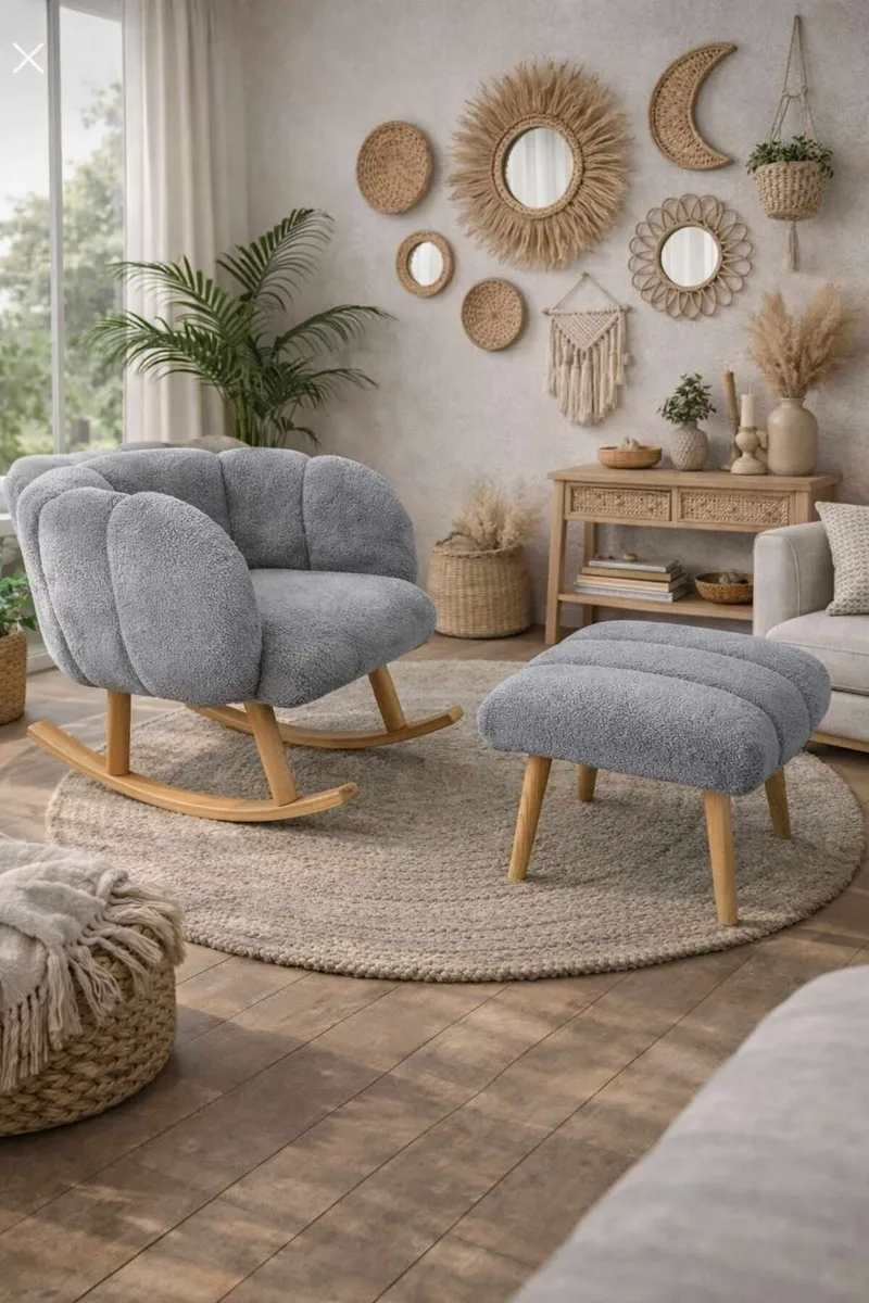 Wing Chair & Pouffe Set (2 Pieces) Atelier Del Sofa