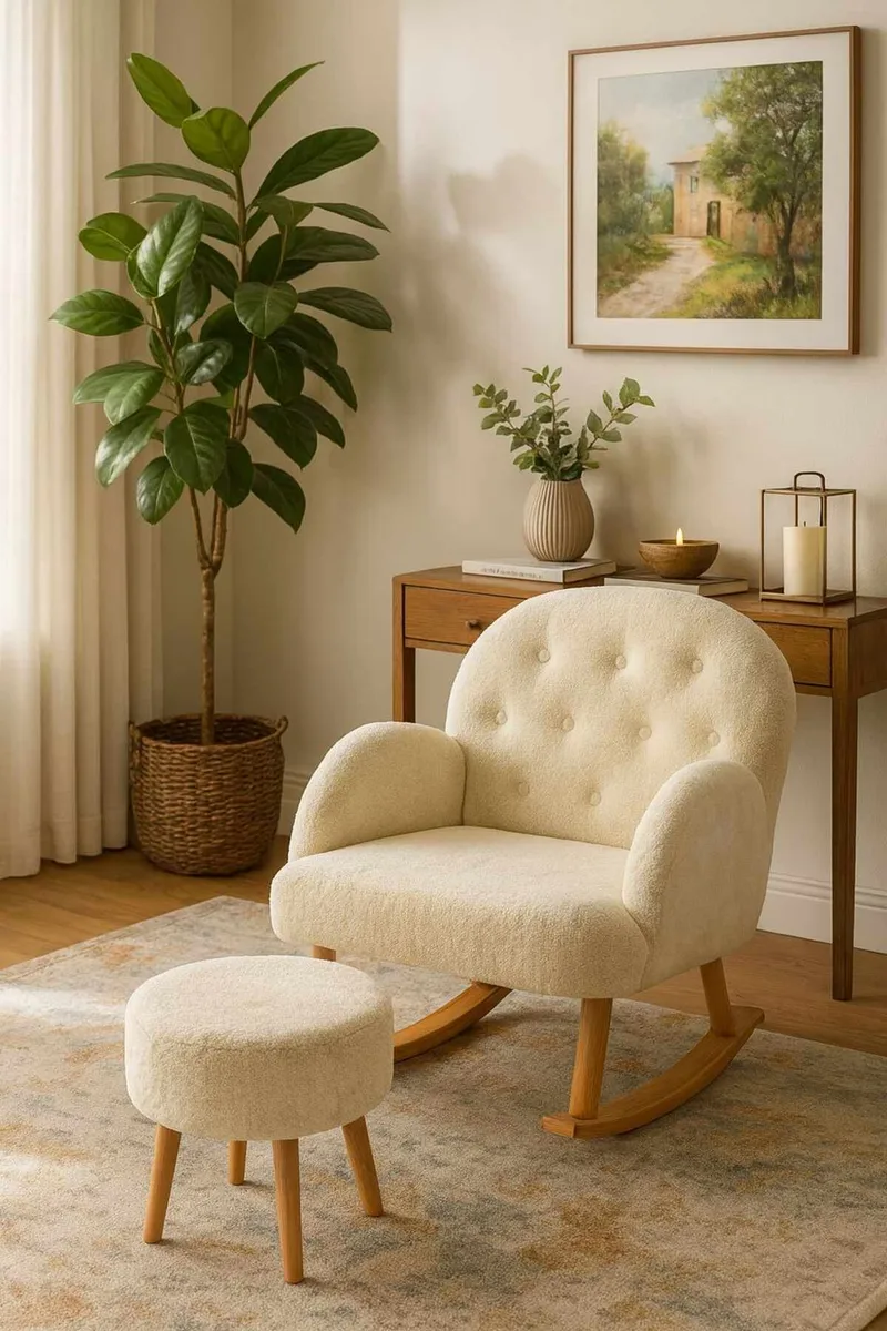 Wing Chair & Pouffe Set (2 Pieces) Atelier Del Sofa